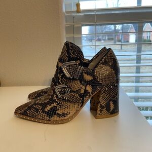 Gianni Bini Snake Print Women's Booties with Studded Details
